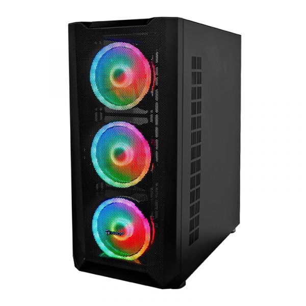Case gamer TEROS TE-1162N, Mid Tower, USB 3.0 / USB 2.0, audio, ventilador ARGB, negro