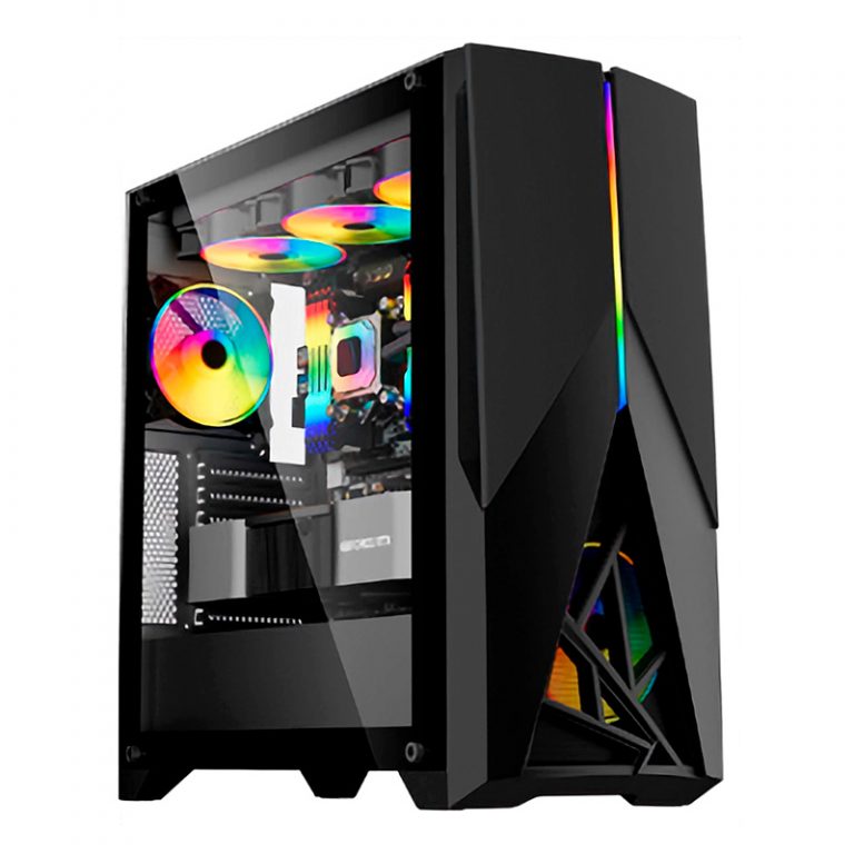 Case gamer TEROS TE-1174N, Mid Tower, USB 3.0 / USB 2.0, audio, ventilador ARGB, negro