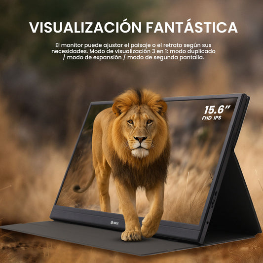 TEROS 1501S Monitor portátil 15.6 TEROS Full HD 1080P ultradelgado con HDR. Ideal para gaming, trabajo y viajes. Compatible con PC y consolas.