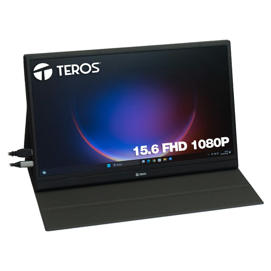 TEROS 1501S Monitor portátil 15.6 TEROS Full HD 1080P ultradelgado con HDR. Ideal para gaming, trabajo y viajes. Compatible con PC y consolas.