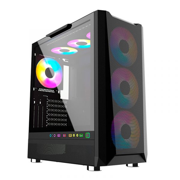 Case gamer TEROS TE-1160N, Mid Tower, USB 3.0 / USB 2.0, audio, ventilador ARGB, negro