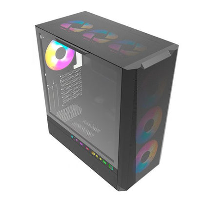 Case gamer TEROS TE-1160N, Mid Tower, USB 3.0 / USB 2.0, audio, ventilador ARGB, negro