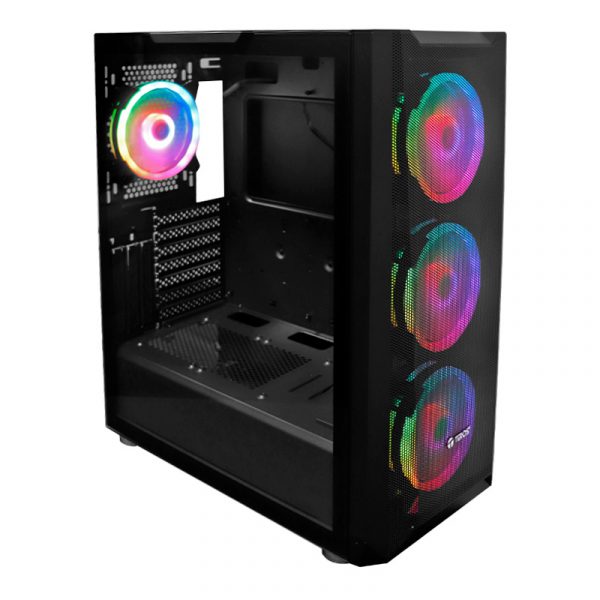 Case gamer TEROS TE-1162N, Mid Tower, USB 3.0 / USB 2.0, audio, ventilador ARGB, negro