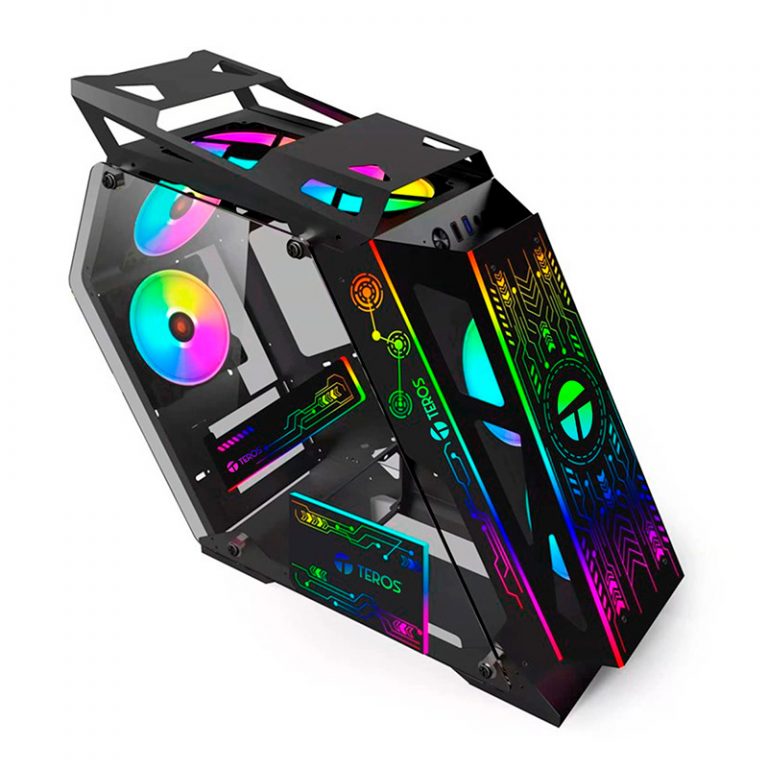Case gamer TEROS TE-1312G, Mid Tower, USB 3.0 / USB 2.0, audio, ventilador ARGB, negro
