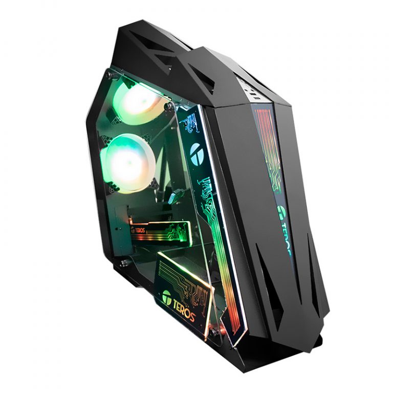 Case gamer TEROS TE-1314G, Mid Tower, USB 3.0 / USB 2.0, audio, ventilador ARGB, negro